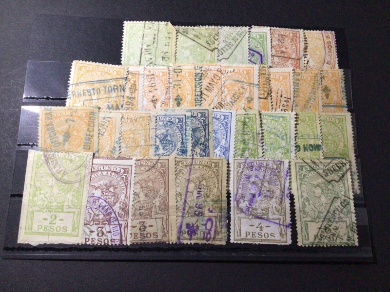 Argentina original vintage Segunda revenue stamps Ref 59667 