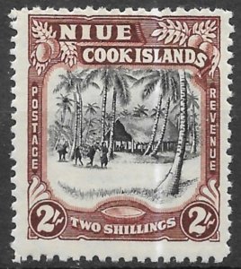 Niue 2/- brown carmine & black Village Scene issue of 1945, Scott 84 MNH DG