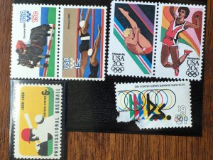 US Scott # 1381, 1969 Professional Baseball & Five Olympics Stamps Rare Unique