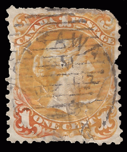 Canada 1868 Sc 23 used badly damaged space filler