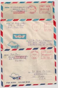 Vietnam Meter Stamp Covers: 4 diff all to US Par Avion slug NICE LOT!