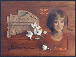 Liberia 1998 Sc N/L Diana Princess of Wales SS Stamp**