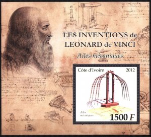Ivory Coast 2012 Leonardo Da Vinci Inventions Mechanical Wings S/S MNH