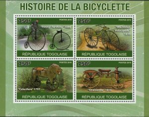 History of Bicycles Stamp Penny-farthing MacMillan Celerifere Draisienne S/S MNH