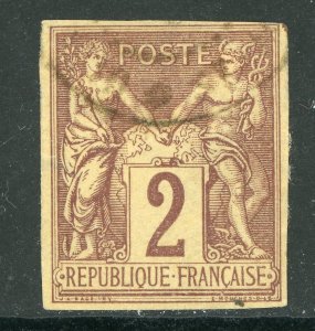 France Colonies 1878 Peace & Commerce 2¢ Brown Type 2 Sc# 39 VFU D659