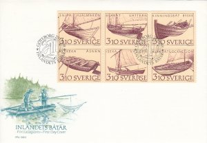 Sweden 1988 FDC Sc 1671a Inland Boats Cachet Fishermen in Boat