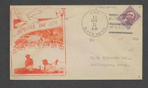 1934 U.S.S. Black Hawk Armistice Day Cover/Hong Kong Cancel