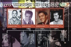 Union Island 2007 - Elvis Presley Through the Decades Sheet of 4 Stamps MNH