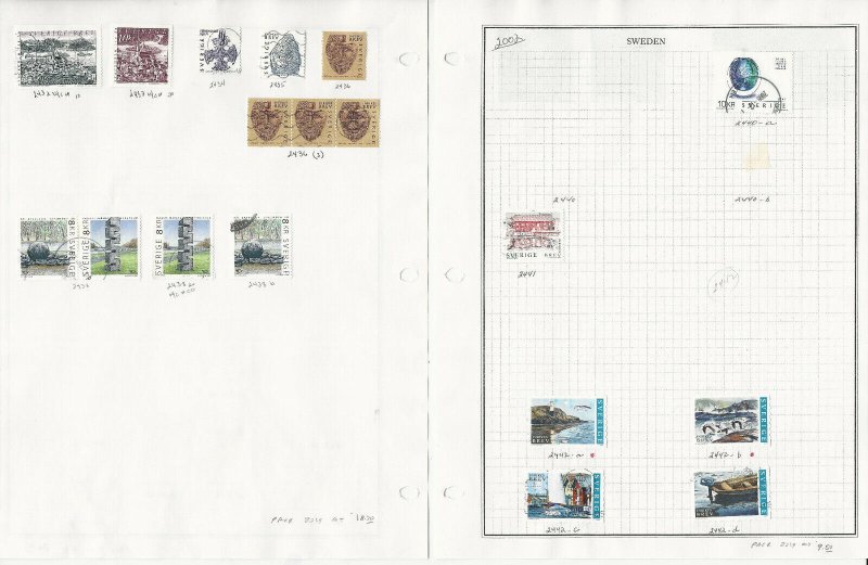 Sweden Stamp Collection on 7 Pages, 2002 Used, JFZ