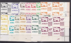 Jersey 1975 Postage Due Set In Control Blocks Of 4 MNH BP10739