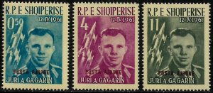 Albania #604-6 MNH Set - Yuri Gagarin - Maroon Overprint (b)