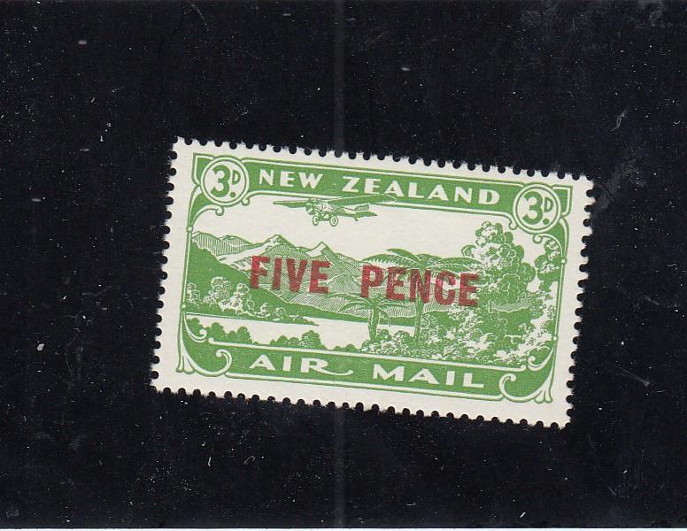 NEW ZEALAND REF(KKLL76466)  # C4 VF-MNH O/PRINTED 5d AIRMAIL