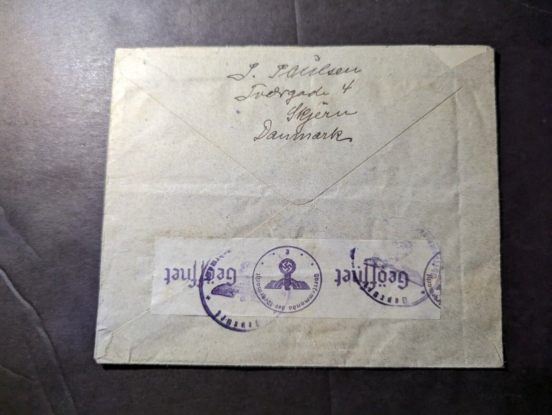 1940 Censored Denmark Airmail Cover Skern to Baltimore MD USA