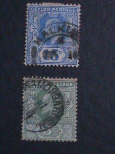 CEYLON- 1903 SC#167,172 OVER 119 YEARS OLD-KING EDWARD VII-USED-STAMPS VF