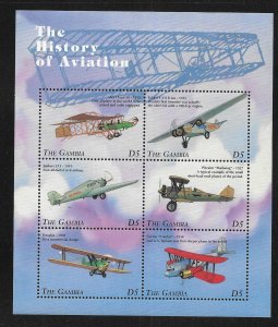 Gambia 2039-2040 History of aviation m/s MNH 2022 Scott c.v. $14