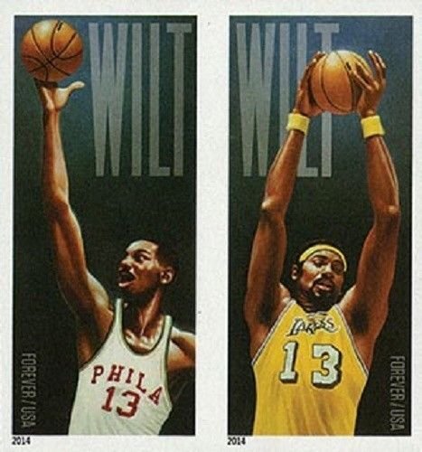 2014 49c Basketball Superstar Wilt Chamberlain, Pair, Imperforate Scott 4950-51b