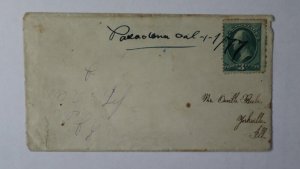 1877 Pasadena Los Angeles California Manuscript 3c Bank Note Yorkville IL Cover