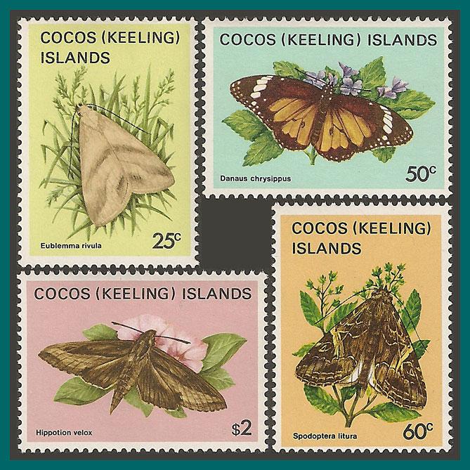 Cocos 1983 Butterflies Moths 4, MNH 92,97,99,101,SG89,SG94,SG96,SG98