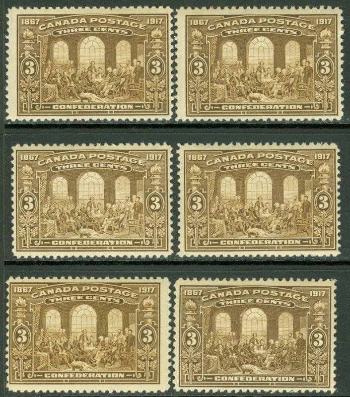 EDW1949SELL : CANADA 1917 Scott #135. 6 stamps All Fresh & Mint OG. Catalog $285