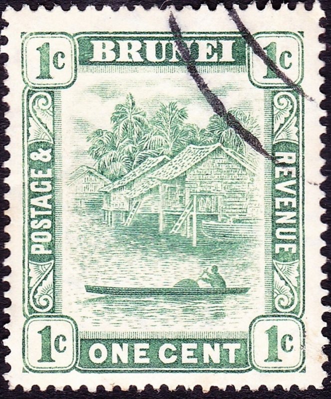 BRUNEI 1908 1c Green Type I SG34 FU