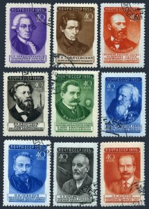 Russia 1568/1583 full set of raster HR,CTO.Mi 1575/1590 var. Russian Scientists.