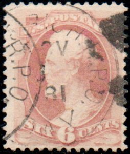 US #186 SCV $75.00 VF/XF used, large margins, faint face free cancel, Nice!