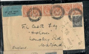 MALAYA STRAITS COVER (P3008B) 1936 KGV 4CX6+1C A/M PENANG TO ENGLAND 