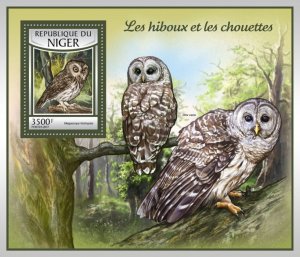 NIGER - 2017 - Owls - Perf Souv Sheet - Mint Never Hinged