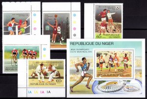 Niger 1976 MONTREAL OLYMPICS/CYCLING/JUDO Set (5) + S/S MNH Sc#363/367C279