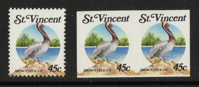 Thematic stamps ST.VINCENT 1988 Pelican sg.1132 plus an imperf pair mint