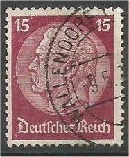 GERMANY, 1934, used 15pf, Pres.von Hindenburg Scott 423