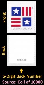 US 5756 Patriotic Block Nonprofit Org 5c coil single 5d back # MNH 2023