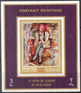 Manama / Ajman 1972 Art Paintings J. Pascin S/S Deluxe Imperf. MNH