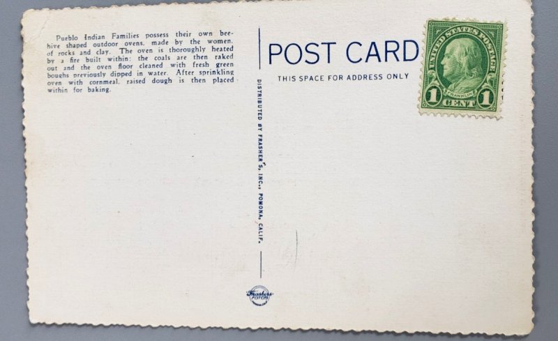 Vintage Postcard  Pueblo Indian Bread Baking, c/a 1920's/Frasher Photo-Stamped