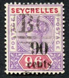 Seychelles SG21 90c on 96c fine used Cat 50 pounds