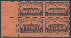 Scott 1083 MNH LL Pl Blk 25470 - Nassau Hall