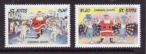 St. Kitts-Sc#455-6-Unused NH set-Carnival Santa-1998-