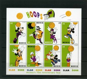 NEVIS 1998 WALT DISNEY BASKETBALL 2 SHEETS OF 8 STAMPS & S/S MNH 