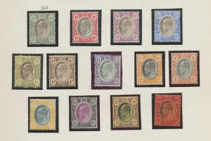 TRANSVAAL  - Scott 268-280 - unused light hinged, Wmk multiple crown - 1904-1909