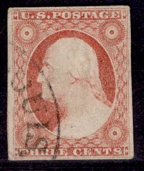 US Stamp #11A 3c Washington Dull Red USED SCV $15