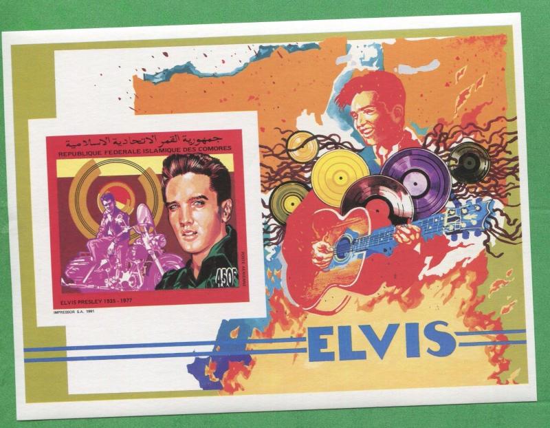 Elvis Presley Commemorative African Souvenir Stamp Sheet Comoro Islands E9