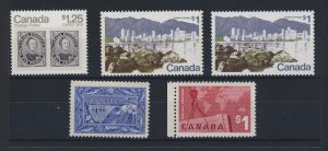 5x Canada Older $1.00-$1.25 Stamps; #302-411-599-600-756 MNH VF $86.25