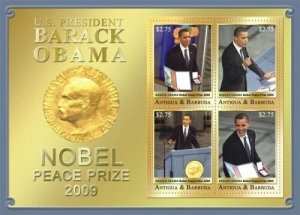 Antigua and Barbuda - 2009 President Barack Obama Stamp Sheet of Four - MNH