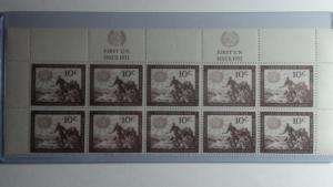 UNITED NATIONS SCOTT # 6 DOUBLE PLATE BLOCK OF 10 MNH FIRST ISSUE 1951 GEM