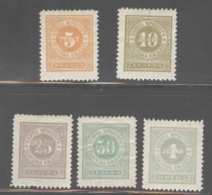 Montenegro Scott J9-13  MH* postage dues set 1902