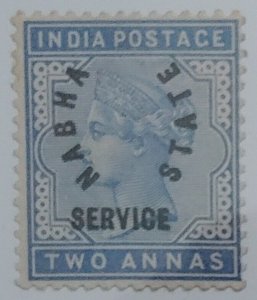 1885 Queen Victoria INDIA NABHA 2 Anna SG #3 Scott #3 Mint Hinged 