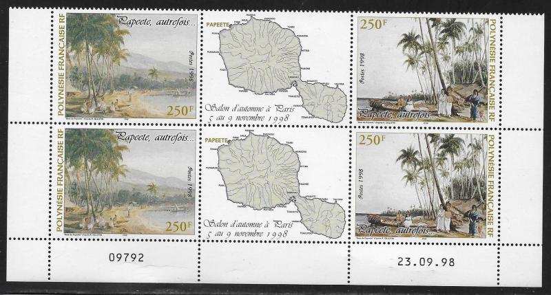 FRENCH POLYNESIA SC# 743 GUTTER B/4  FVF/MNH 1998