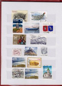 COLLECTION OF ICELAND STAMPS IN SMALL STOCK BOOK 90 STAMPS