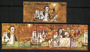 Australia Stamp 477-482  - Captain Cook and ship Endeavour