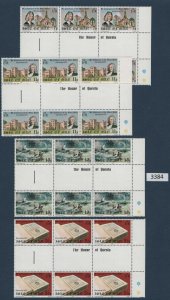 (3384) Isle of Man Scott 074-77, MNH Christmas Max Bible, three Gutter Pairs